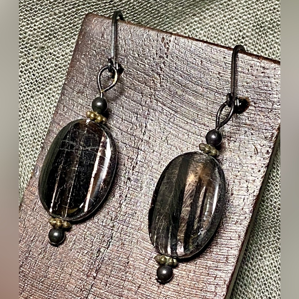 Hypersthene Oval Gemstone Earrings